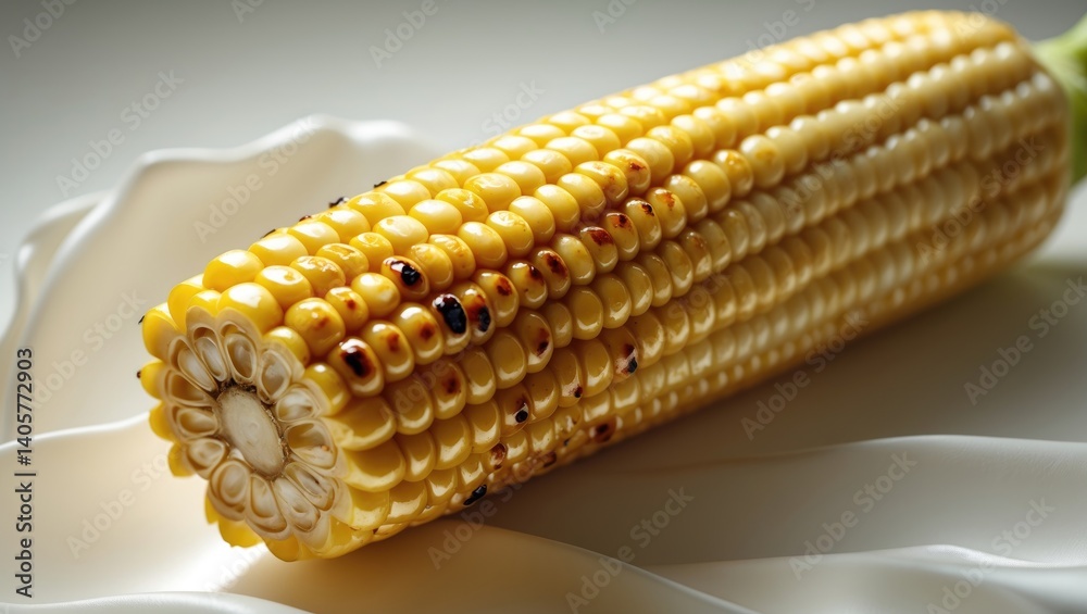 Poster background with an isolated slice of grilled sweet corn