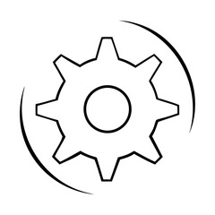 Outline the black cogwheel in a circle arrow icon design