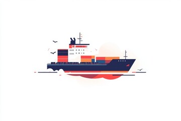 Cargo ship illustration.  Modern flat design