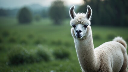 Fototapeta premium Llama portrait with a blurred backdrop