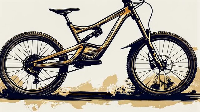 Stylish mountain bike illustration showcasing dynamic design against a textured background