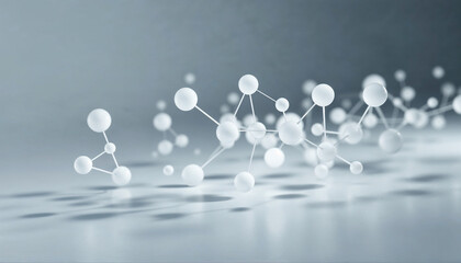 Molecular structures create an abstract representation of scientific innovation and discovery in a modern aesthetic