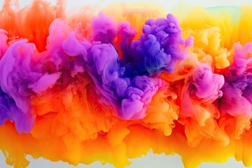 Fototapeta premium Abstract Art Swirling Purple, Orange, Pink and Yellow Colorful Ink Cloud Texture