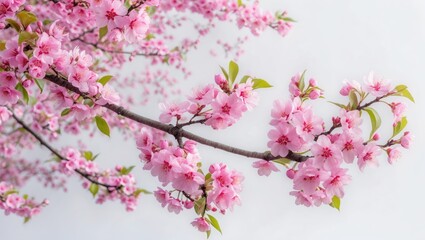 Obraz premium Isolated Plum Blossom in Early Spring on White Background.