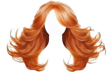 Realistic Illustration of Flowing Red Hair with Transparent Background