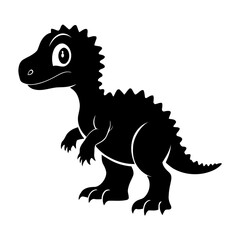 Silhouette of Small Baby Dinosaur Character Featuring Tiny Claws, Tail, and Big Eyes for Children’s Art, Dino-Themed Decor, and Prehistoric Fun Design

