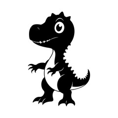 Silhouette of Small Baby Dinosaur Character Featuring Tiny Claws, Tail, and Big Eyes for Children’s Art, Dino-Themed Decor, and Prehistoric Fun Design

