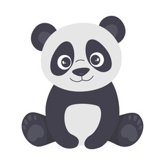Vector illustration of panda. Cute silhouette teddy bear panda