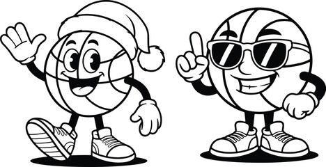 Fototapeta premium Cartoon Basketball Coloring Page