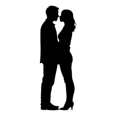 Vector Silhouette of Romantic Couple Embracing in Tender Hug Representing Love, Intimacy, Emotional Connection, and Timeless Affection in Artistic Illustration

