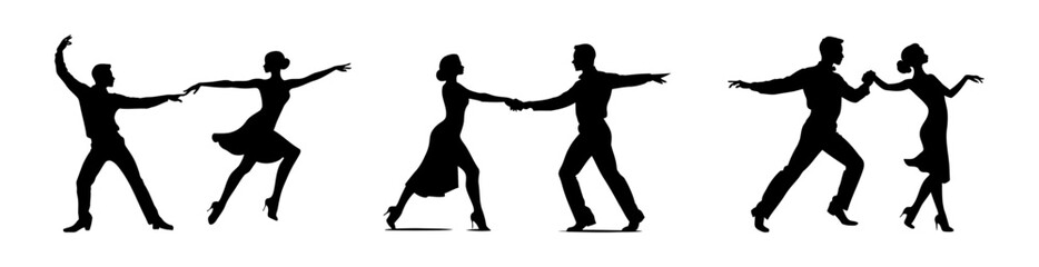 Silhouette Set of Dancers in Various Poses for Ballet, Jazz, Hip-Hop, and Contemporary Dance showcasing movement, rhythm, artistic expression, and diverse dance styles