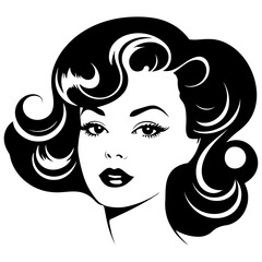 Woman with short curly hair vector isolated on white background, female character with natural hairstyle for beauty design, fashion artwork, or salon-related graphics.
