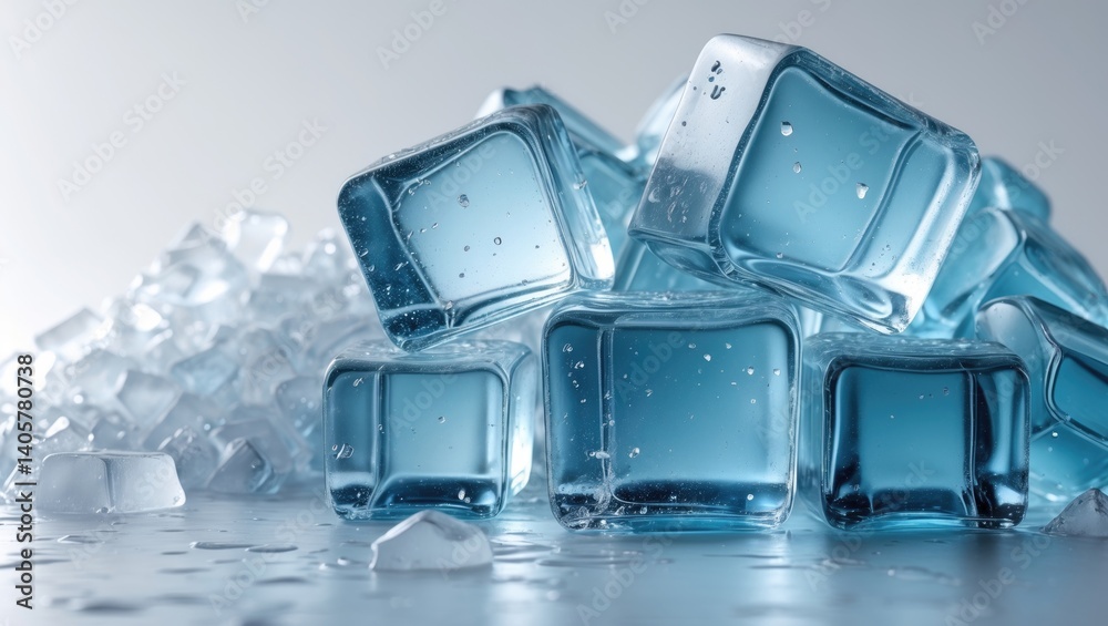 Poster Mound of crushed ice on a plain background featuring space for text