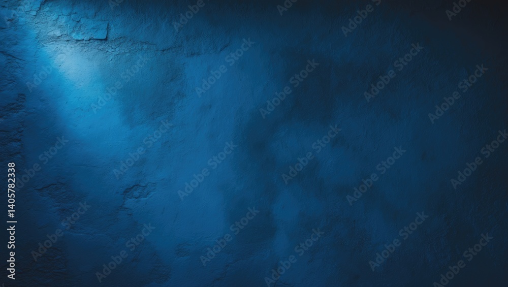 Poster abstract grainy wall backdrop in dark blue gradient with text area.