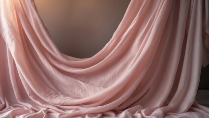 Pink-colored silk drapes
