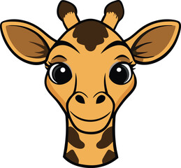 Obraz premium A cartoon style giraffe head vector silhouette black 