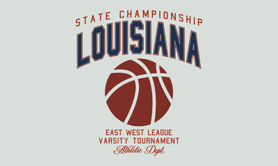 Louisiana State Championship East West League Varsity Tournament athletic Department typography slogan with college varsity print for graphic tee t-shirt or sweatshirt.