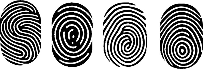 Digital fingerprint, finger print fingerprint lock secure security logo vector icon illustration. 