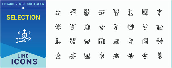 Selection modern icon. Contain linear sign check, mark, election, option. Choice icon set. Minimal thin line web icons set. Editable stroke.