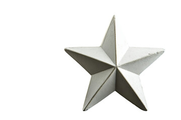 Obraz premium A simple five-pointed star with ridges, resting in the right corner of a transparent background. Highlighted, casting soft shadows
