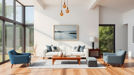 Modern Living Room with Large Windows and Natural Light