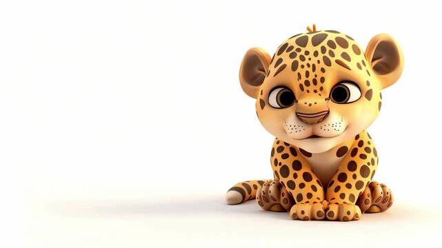 3D cartoon leopard on a white background