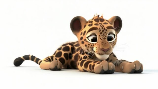 3D cartoon leopard on a white background