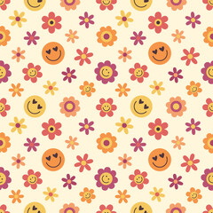 Vintage coloured seamless pattern. EPS 10 groovy retro background