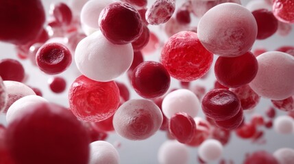 White blood cells close-up under microscope