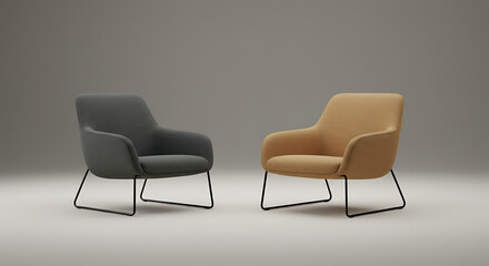 Modern Armchairs: Soft Hues, Sleek Lines, 3D Render AI Generated