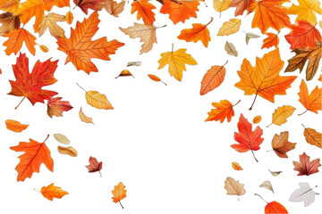 Realistic Illustration of Falling Autumn Leaves with Transparent Background