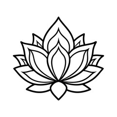Minimal Lotus Flower Outline Vector Drawing


