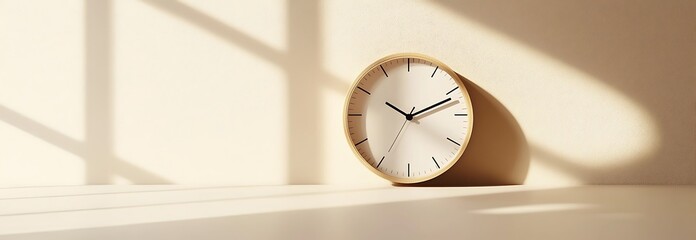 Modern minimalist clock design with soft neutral tones and shadows
