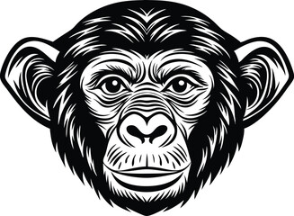 Fototapeta premium A flat chimpanzee head line vector silhouette black 