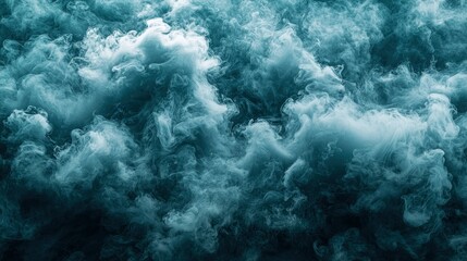 Abstract Smoke Clouds in Teal and White