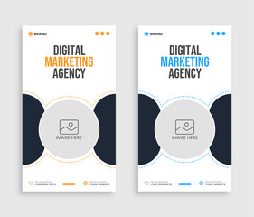 set of digital marketing Social Media instagram stories template.