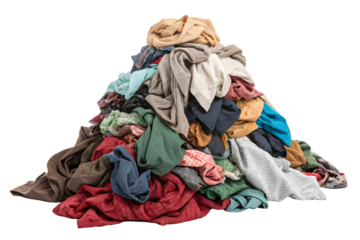 Messy Heap of Used Clothing in Various Colors and Fabrics for Laundry.