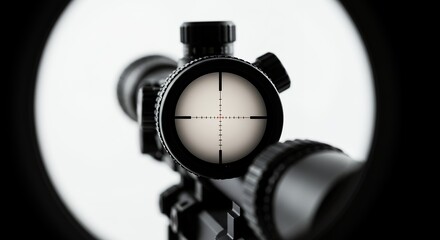 Black and white rifle scope targeting crosshairs
