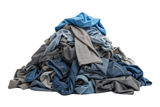 Messy Heap of Used Clothing in Various Colors and Fabrics for Laundry.