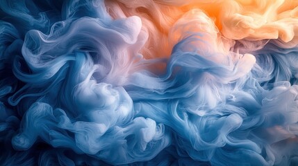 Obraz premium Abstract swirls of vibrant colors, a mesmerizing blend of blues and peaches. Fluid, dynamic, and flowing patterns create a captivating visual