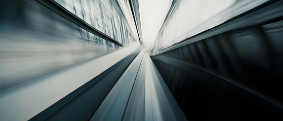 Fototapeta premium Blurred perspective of a fast-moving tunnel.