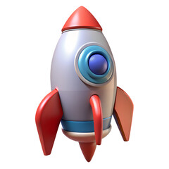 Rocket space ship, isolated on white. 3D rendering