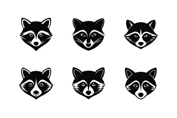 raccoon head mask pattern vector art silhouette