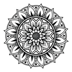 Circular pattern in the form of a mandala. Henna tattoo mandala. Mehndi style. Decorative pattern in oriental style. Coloring book page.