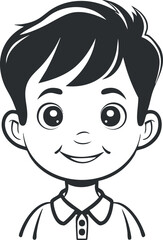 Obraz premium A cheerful cartoon illustration of a smiling boy with a playful expression and simple design.