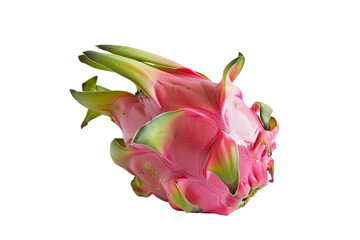 Exotic dragon fruit against a transparent background showcasing its vibrant pink skin and scale-like texture