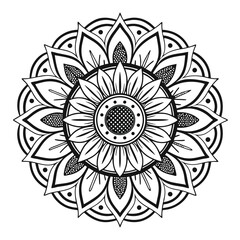 pattern in the form of a mandala. Henna tattoo mandala. Mehndi style. Decorative pattern in oriental style. Coloring book page.