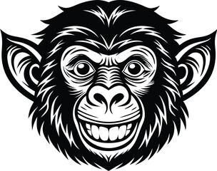Fototapeta premium A flat monkey head line vector silhouette black 
