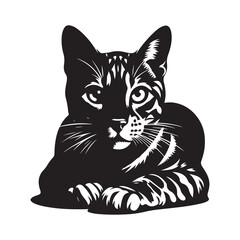 Bengal Cat Silhouette Vector Graphics, Cat vector Illustration, Pet.