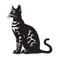 Bengal Cat Silhouette Vector Graphics, Cat vector Illustration, Pet.
